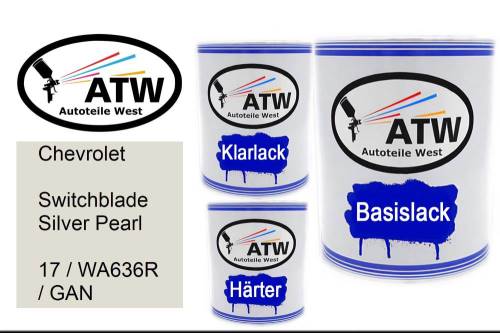Chevrolet, Switchblade Silver Pearl, 17 / WA636R / GAN: 1L Lackdose + 1L Klarlack + 500ml Härter - Set, von ATW Autoteile West.